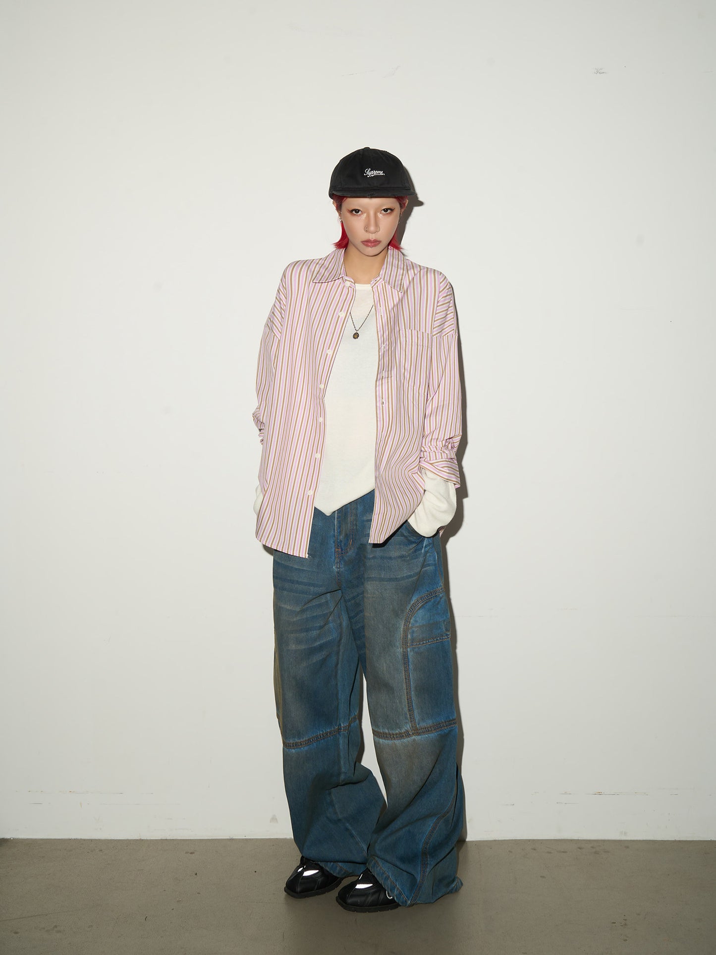 Stripe Oversize Long Sleeve Shirt NA9029