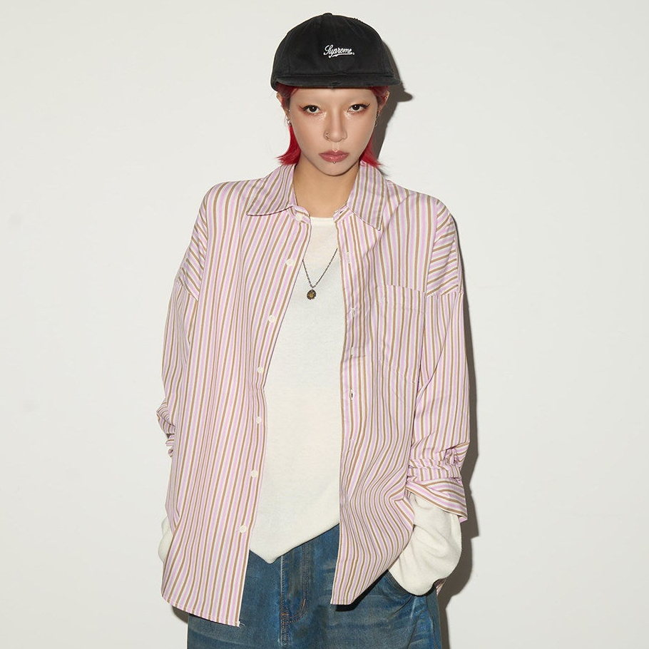 Stripe Oversize Long Sleeve Shirt NA9029
