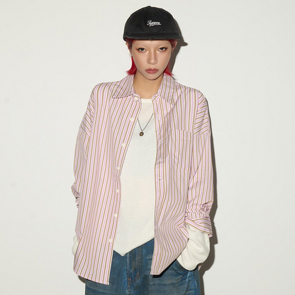 Stripe Oversize Long Sleeve Shirt NA9029