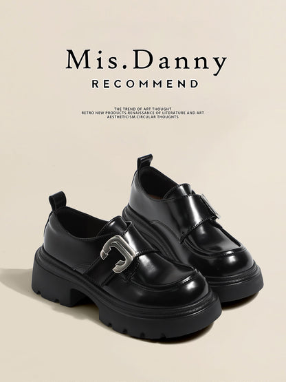 Metal Buckle Platform Thick Sole Loafers NA8736