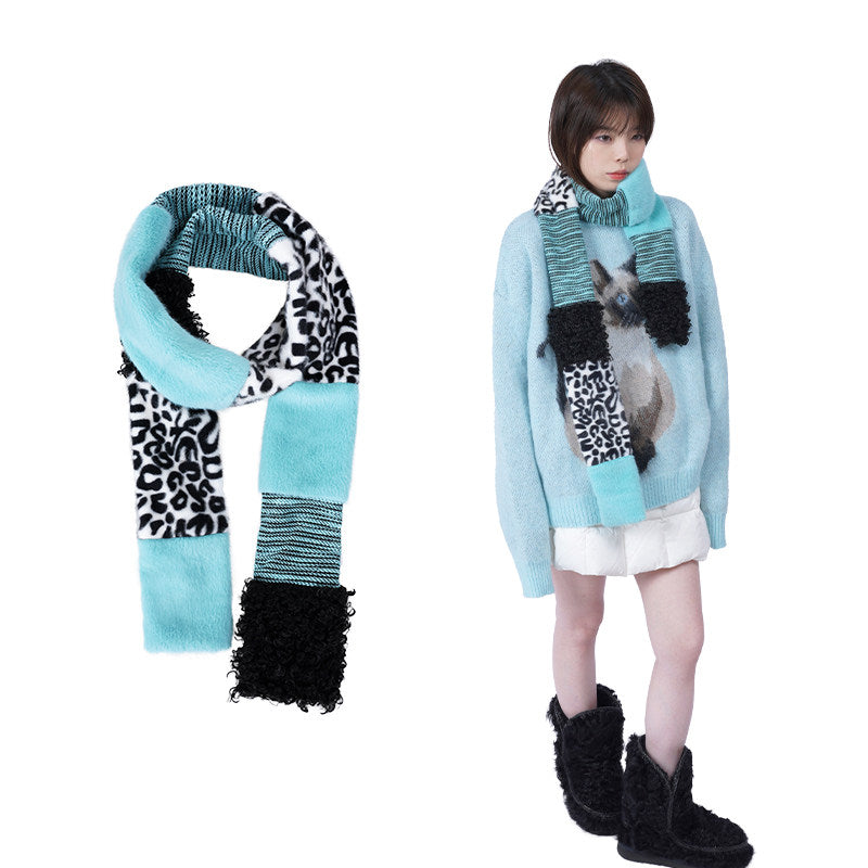 Patchwork Fake Fur Scarf NA8448