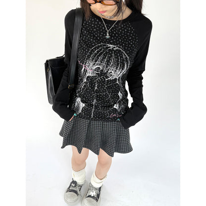 Graphic Speckled Print Long Sleeve T-Shirt NA9264
