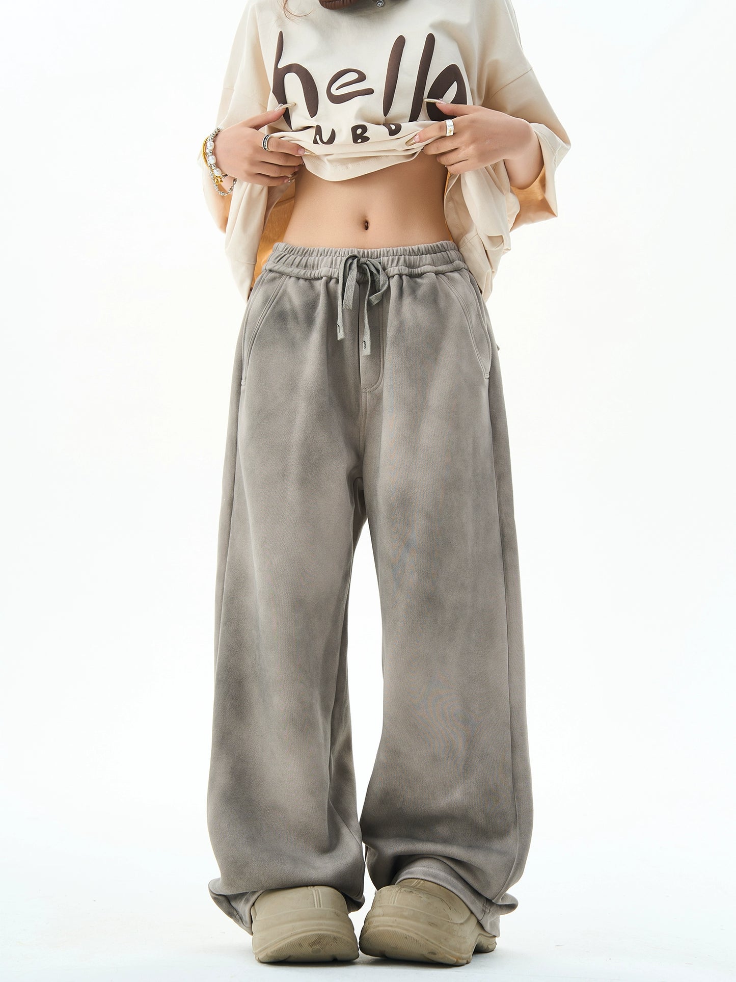 Washed Wide Leg Sweatpants NA3007