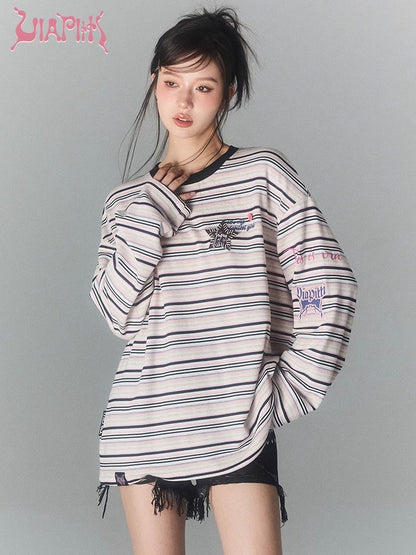 Oversize Striped Long Sleeve T-Shirt NA4647