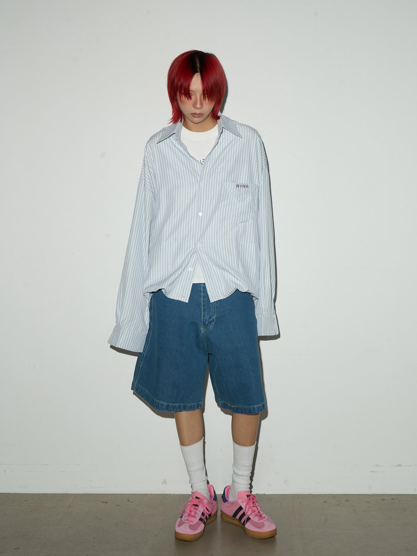 Stripe Oversize Long Sleeve Shirt NA9033