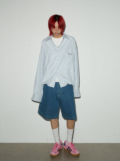 Stripe Oversize Long Sleeve Shirt NA9033