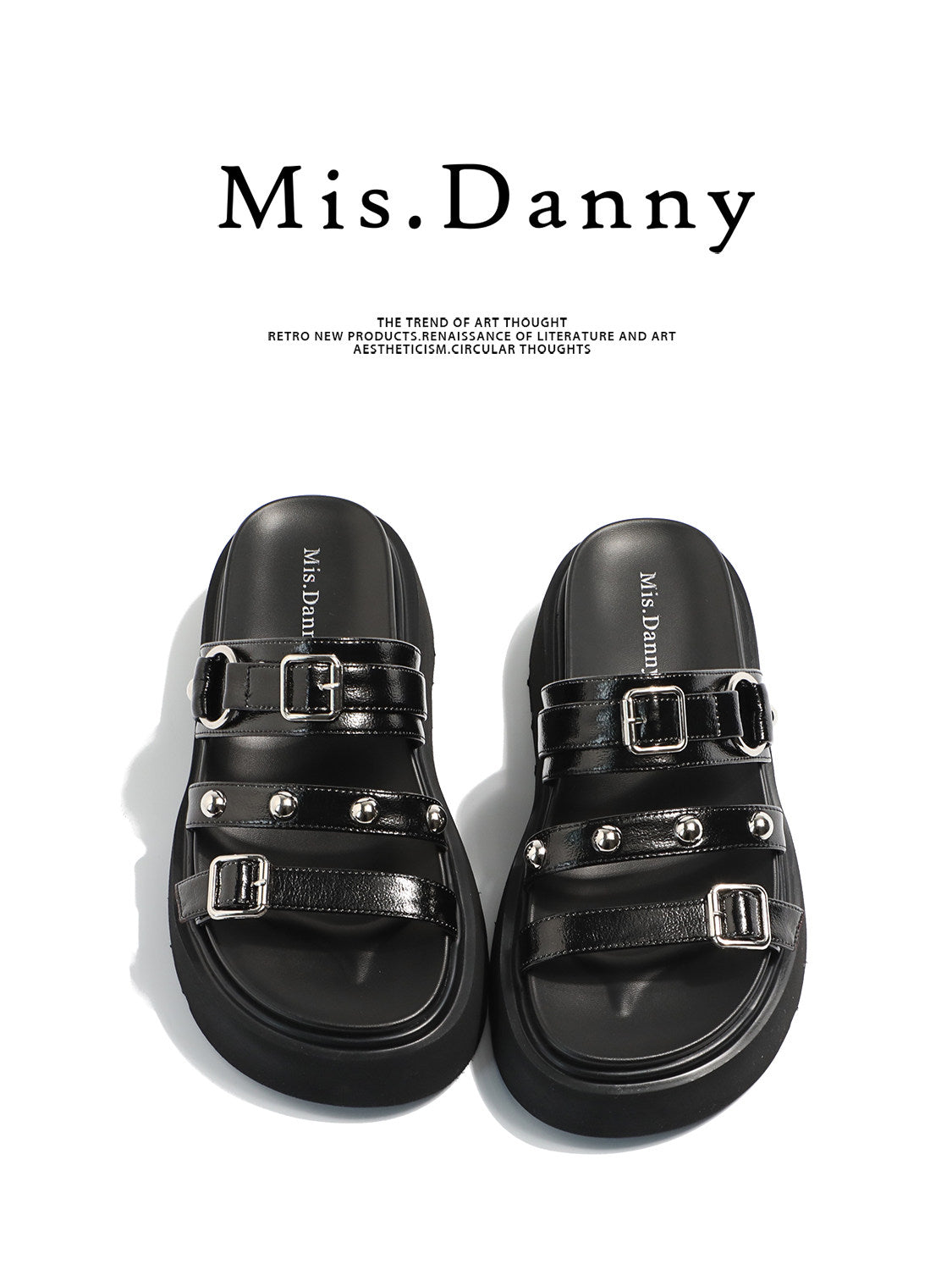 Studded Platform Height-Increasing Sandals NA8717