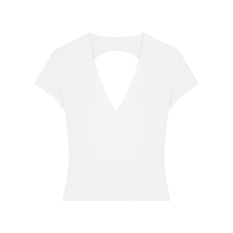 V-neck Backless Short sleeve T-shirt NA3699