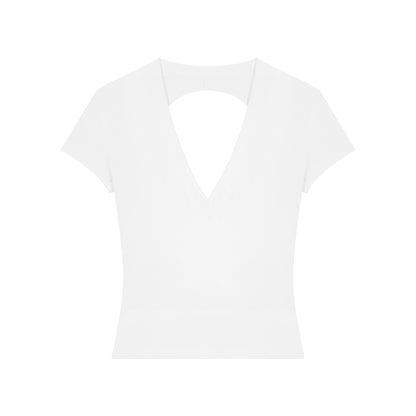 V-neck Backless Short sleeve T-shirt NA3699