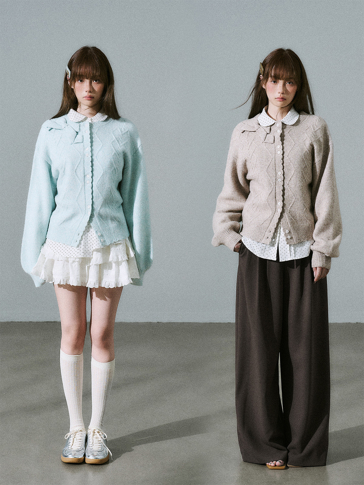 Moonlight Silhouette Bow Detail Wool Knit Cardigan NA8787