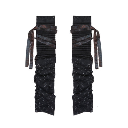 Flared Hem Patchwork Knit Layered Socks NA8354