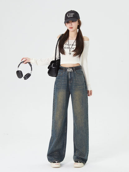 Wide-Leg Straight Denim Jeans NA3411