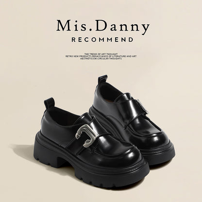 Metal Buckle Platform Thick Sole Loafers NA8736