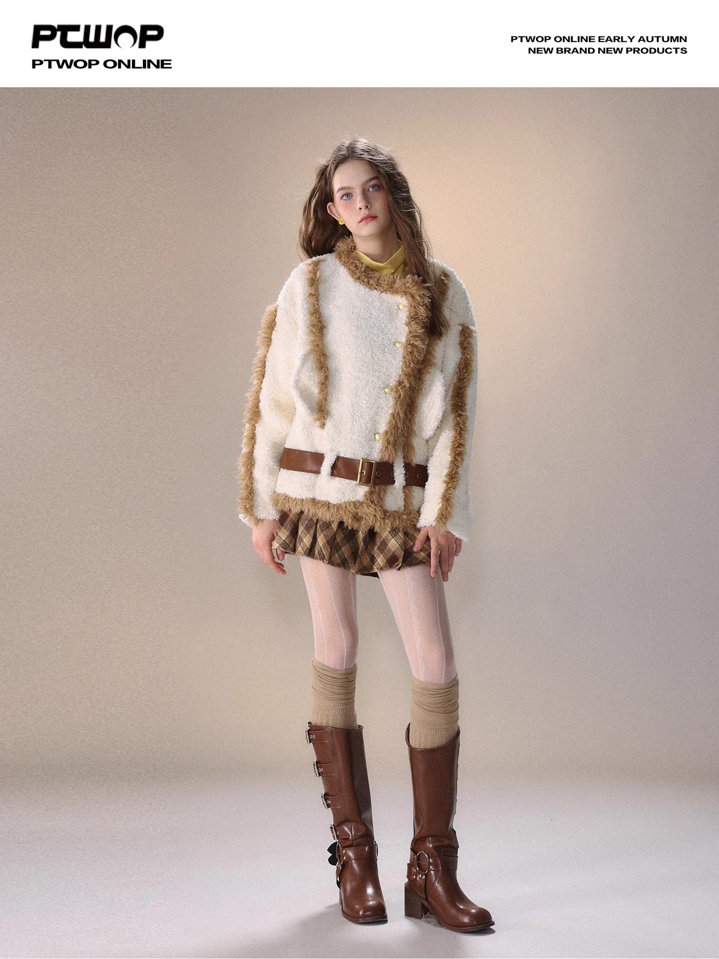 Fur Design Short Boa Jacket & Neck Scarf NA5683