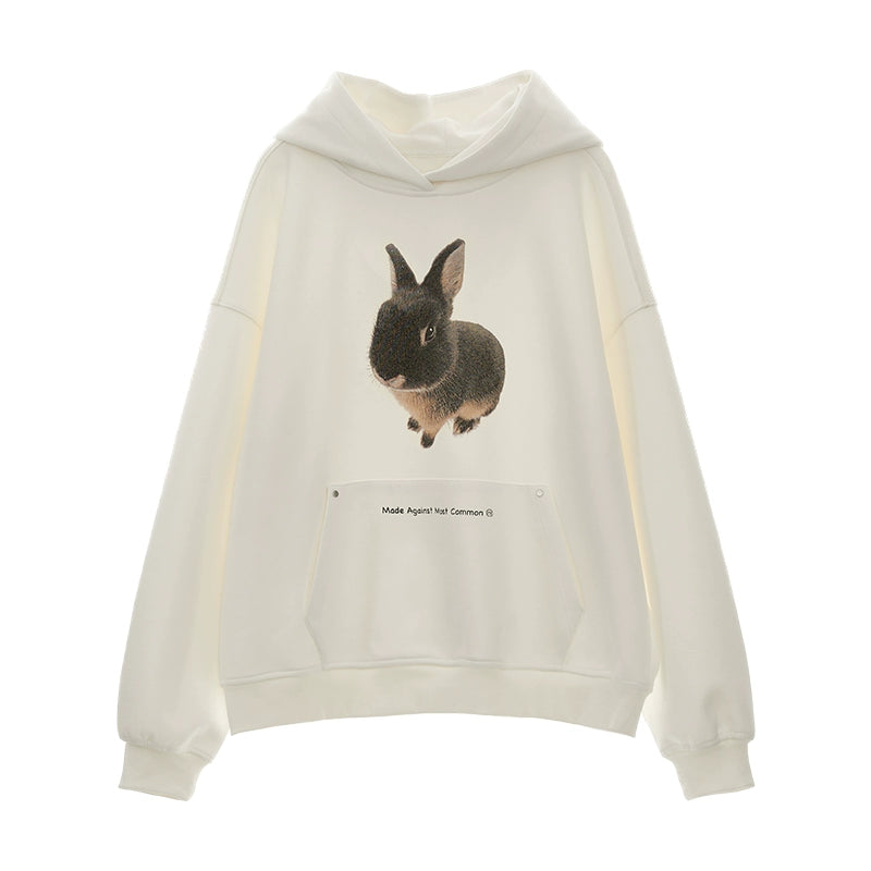 Rabbit Print Loose Hoodie NA5763