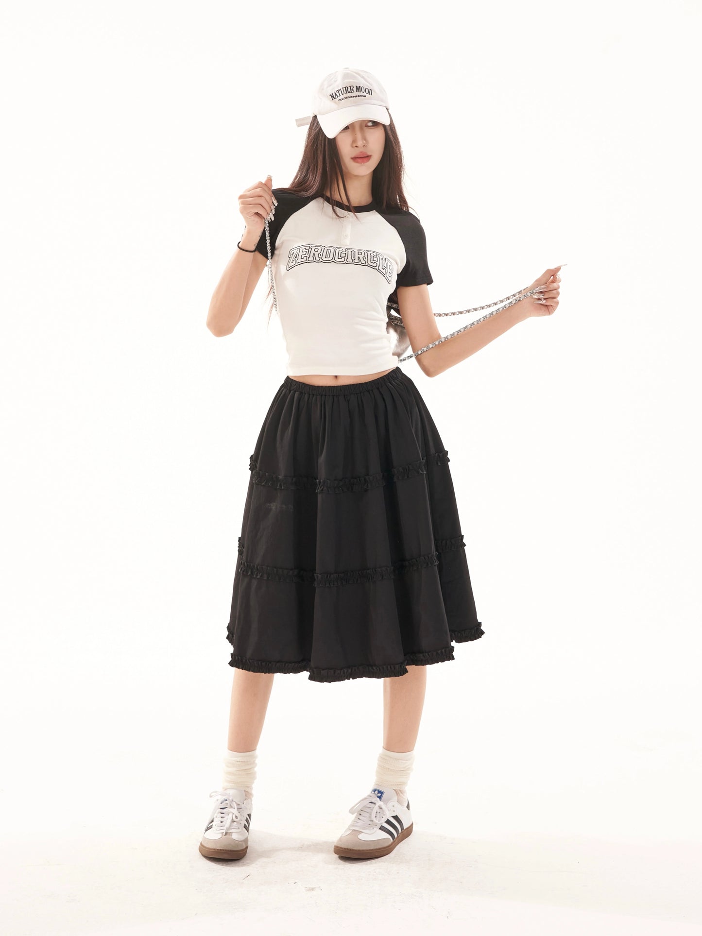 Ruffle Mid Length Skirt NA3614