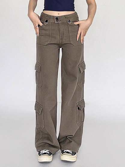 Wide-Leg Straight Cargo Pants NA4578