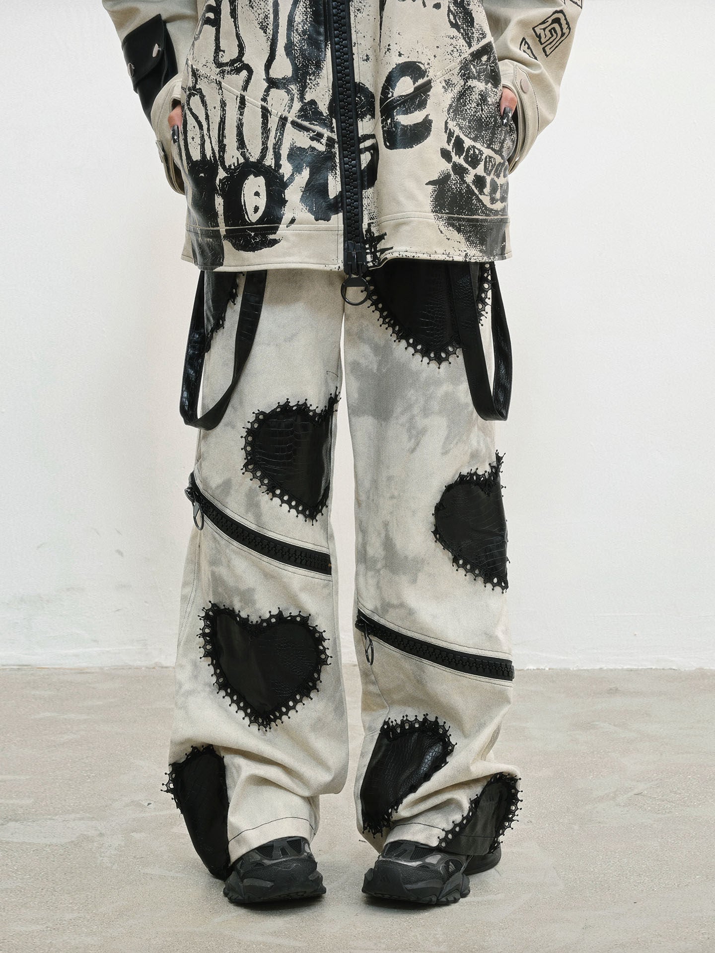 Heavy Craft Damage Wide Leg Dark Denim Jeans NA8563