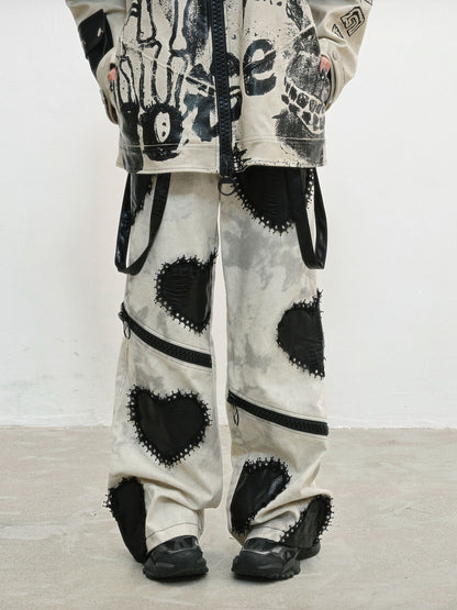 Heavy Craft Damage Wide Leg Dark Denim Jeans NA8563