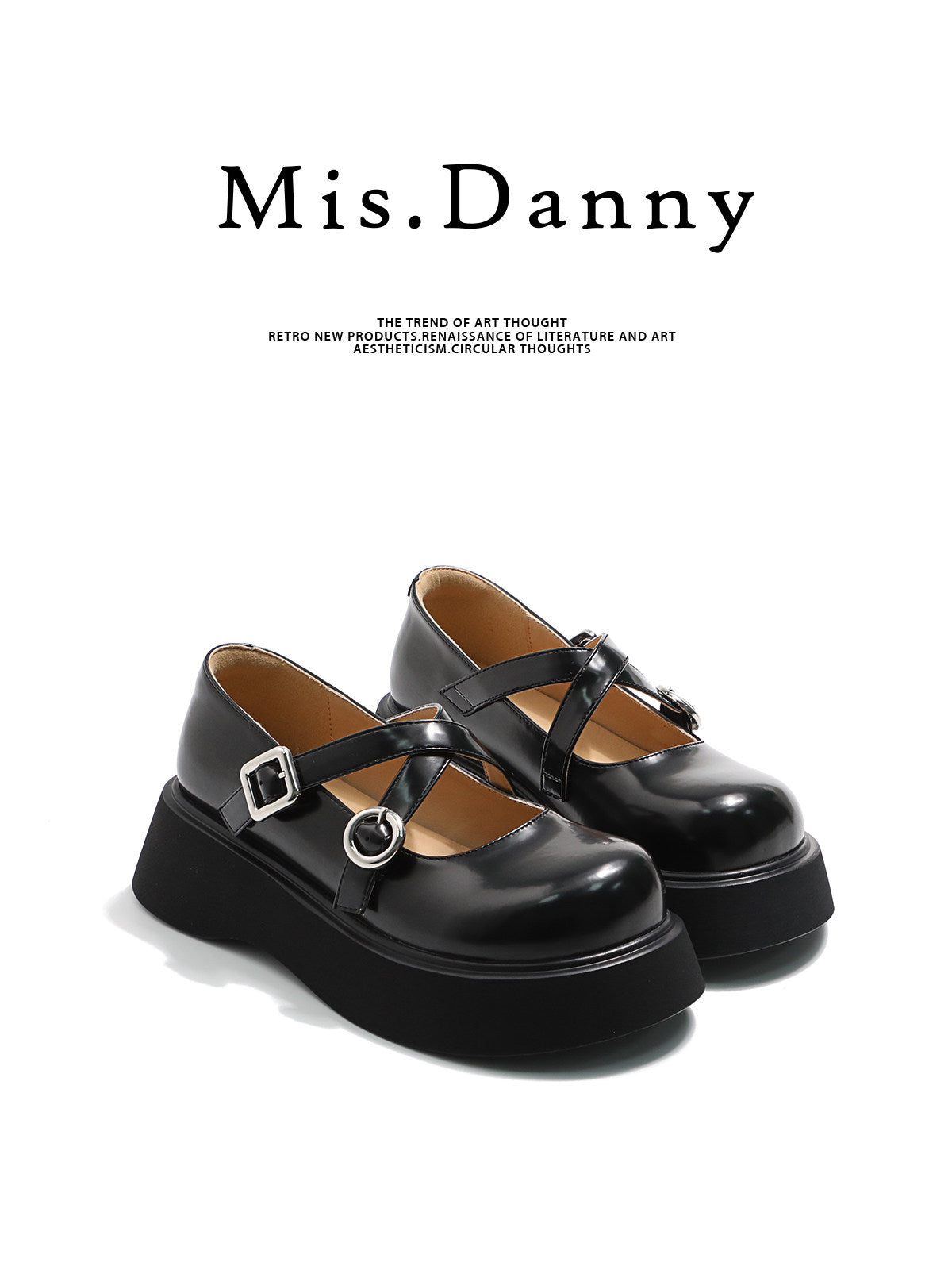 Platform Round Toe Shallow Mary Janes Leather Shoes NA8716