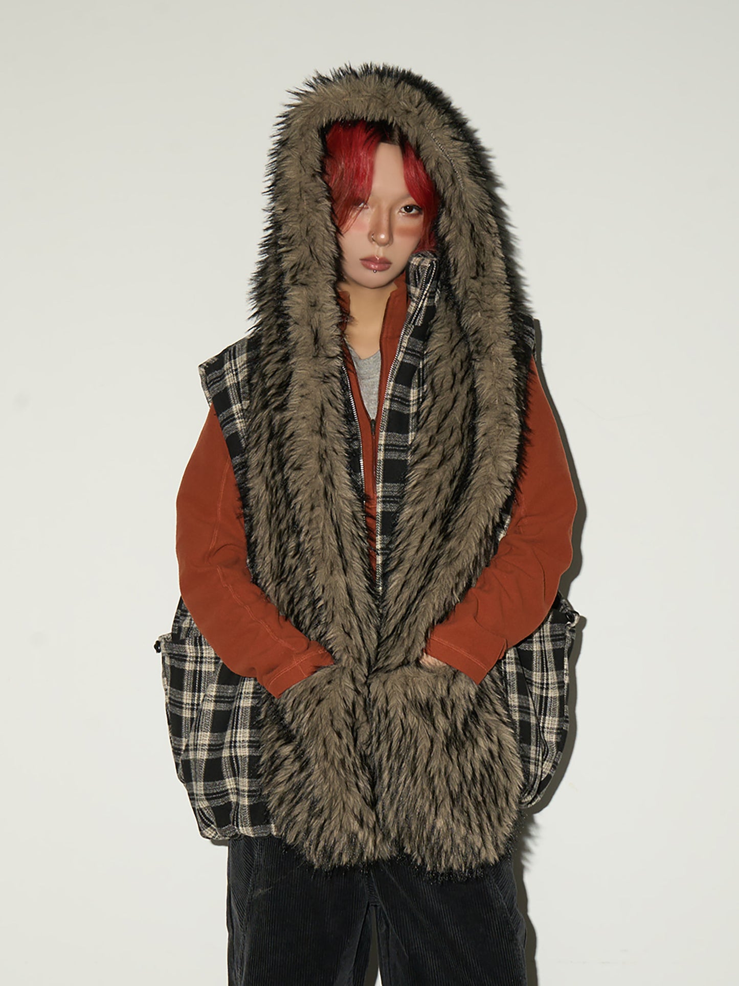 Fake Fur Pocket Design Scarf NA9202