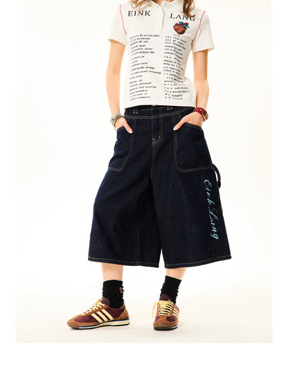 Wide-Leg Denim Shorts NA9392