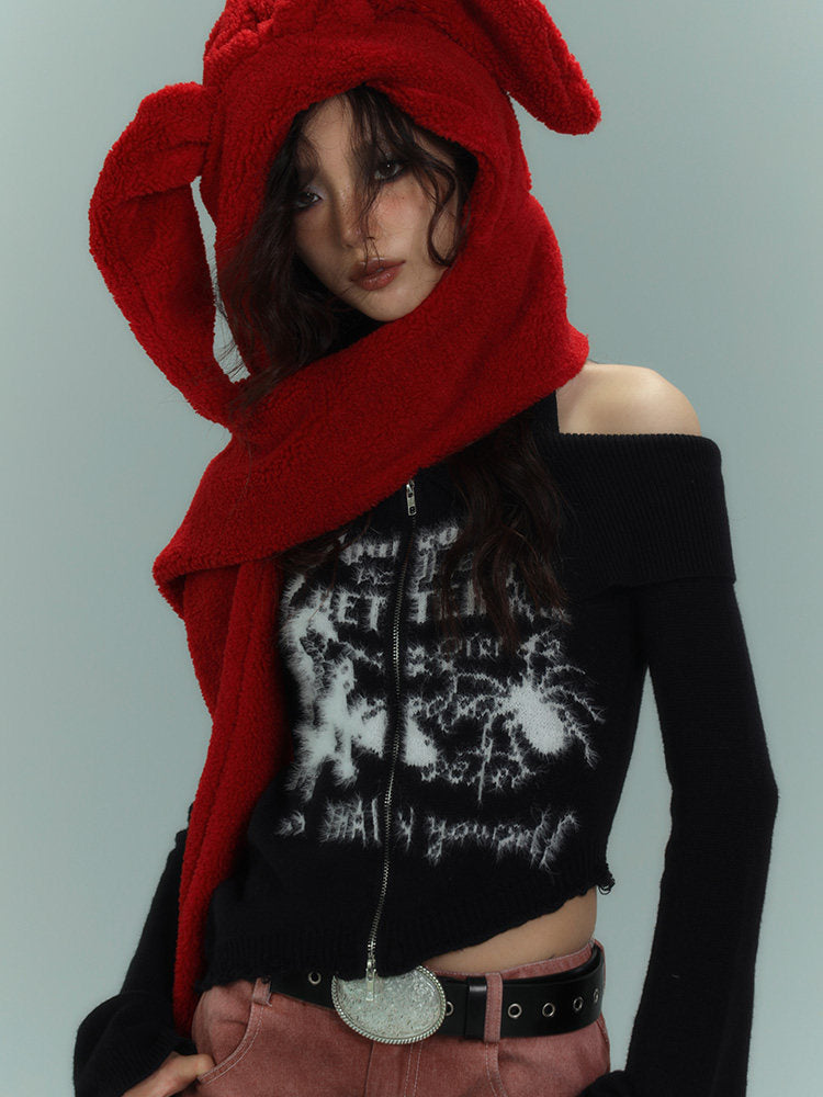 Off-Shoulder Halter Slim Knit Sweater NA8921