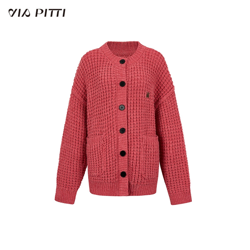 Waffle Knit Cardigan & Waffle Scarf NA4930