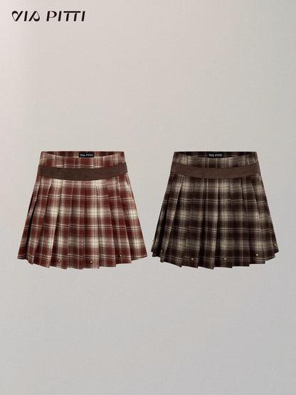 Plaid Pleated Short Skirt NA4822