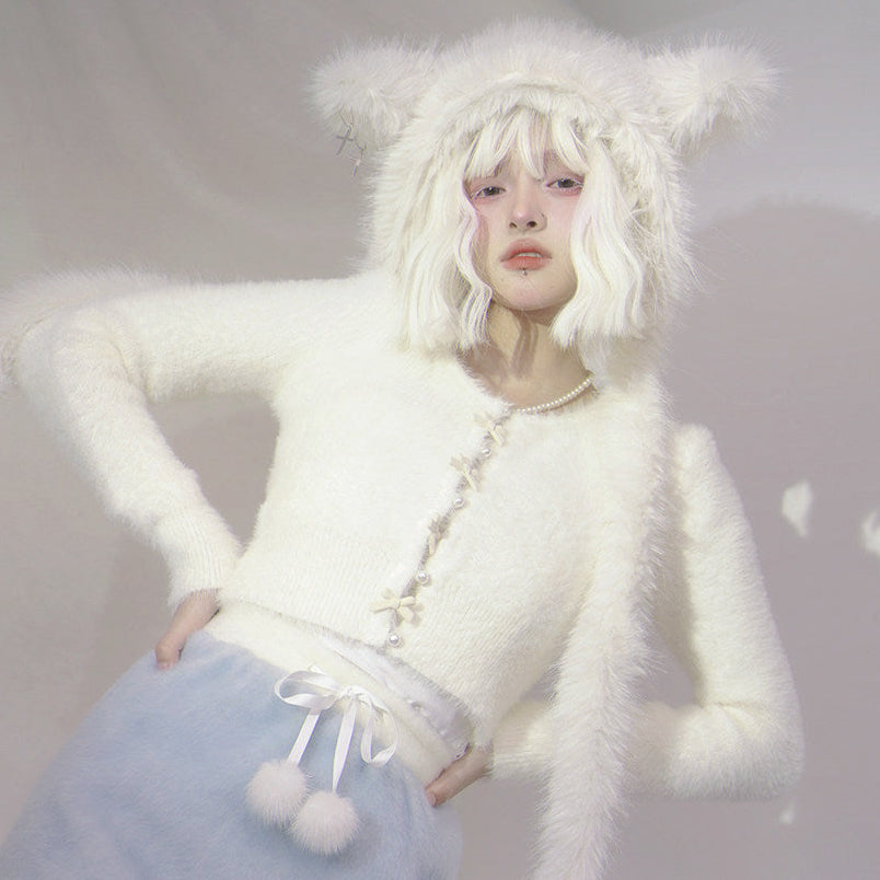 Pearl Bow Short Knit Cardigan NA8285