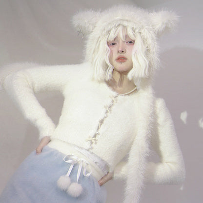 Pearl Bow Short Knit Cardigan NA8285