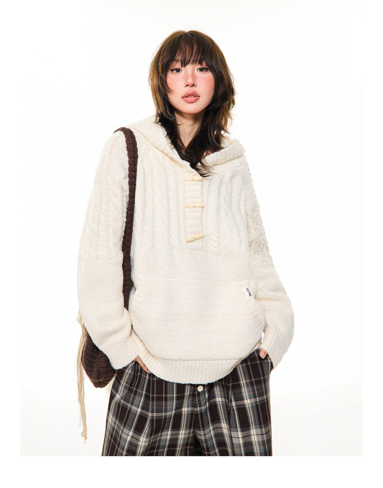 Hooded Toggle-Front Knit Sweater NA9414