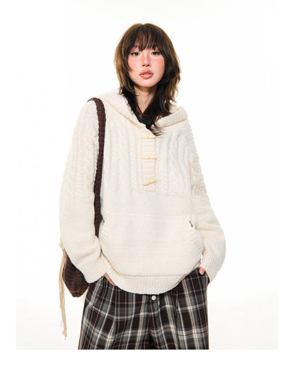 Hooded Toggle-Front Knit Sweater NA9414