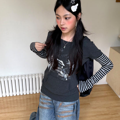 Stripe Patchwork Pullover Hoodie NA9246