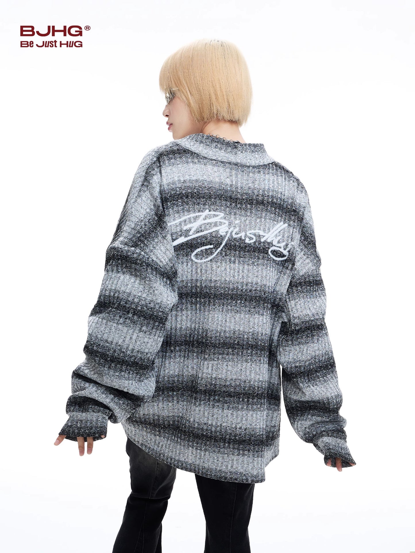 Stripe Oversize Knit Cardigan NA6087