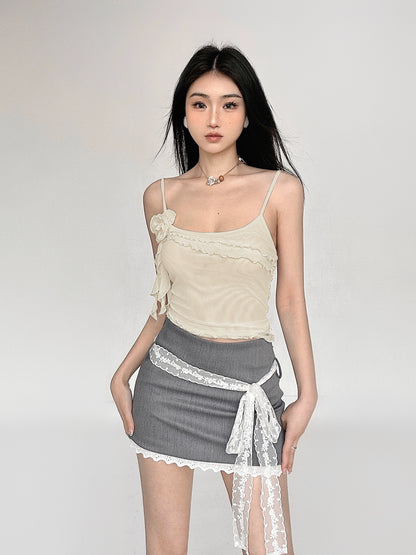 Ruffle Edge Suspended Short Camisole NA4467