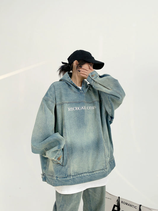 Oversize Pullover Denim Hoodie NA2775