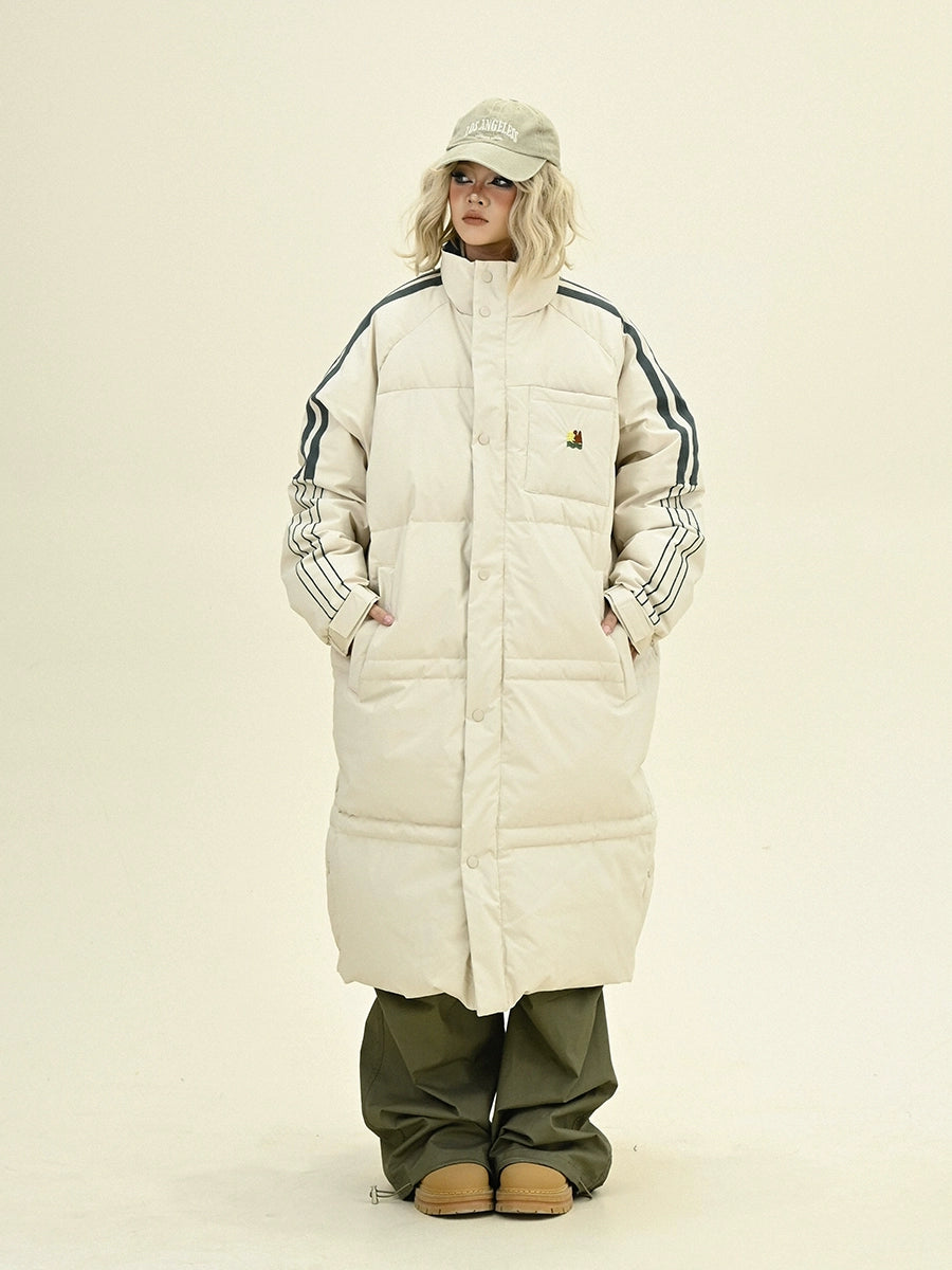 Striped Mid-Length Oversize Puffer Coat NA6249