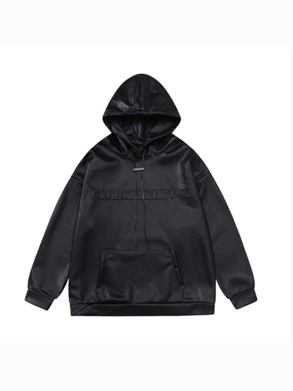 Oversize PU Leather Pullover Hoodie NA2792