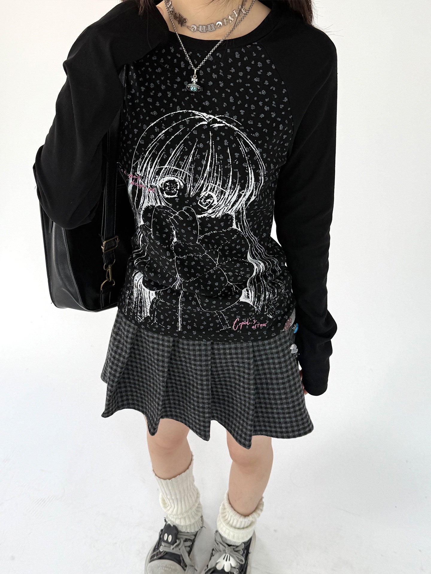 Graphic Speckled Print Long Sleeve T-Shirt NA9264