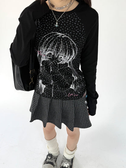 Graphic Speckled Print Long Sleeve T-Shirt NA9264