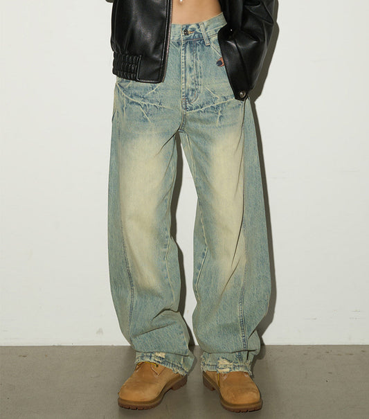 Washed Wide Leg Denim Jeans NA9110