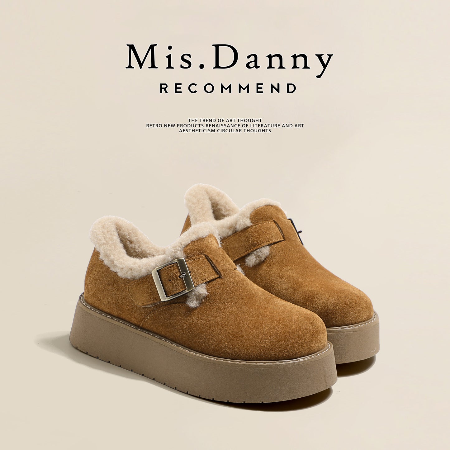 Metal Buckle Platform Thick Sole Slip-On Shoes NA8741