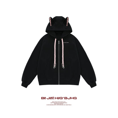 Ear Fleece Oversize Zipper Hoodie NA6088