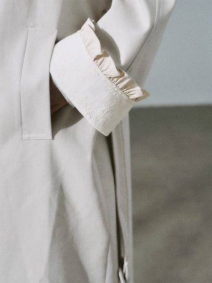 Lyocell Cotton Flower Bud Patchwork Ruffle Coat NA8795