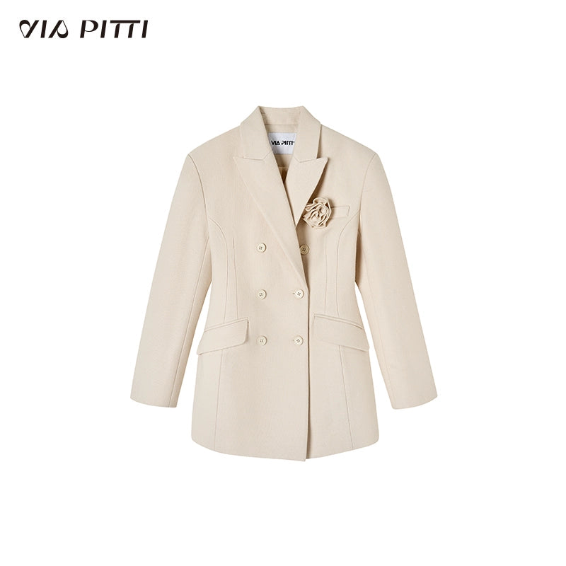 Mid Length Tailored Jacket & Brooch NA5001