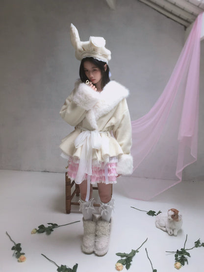 Wire Bunny Ear Lace Beret Hat NA8337