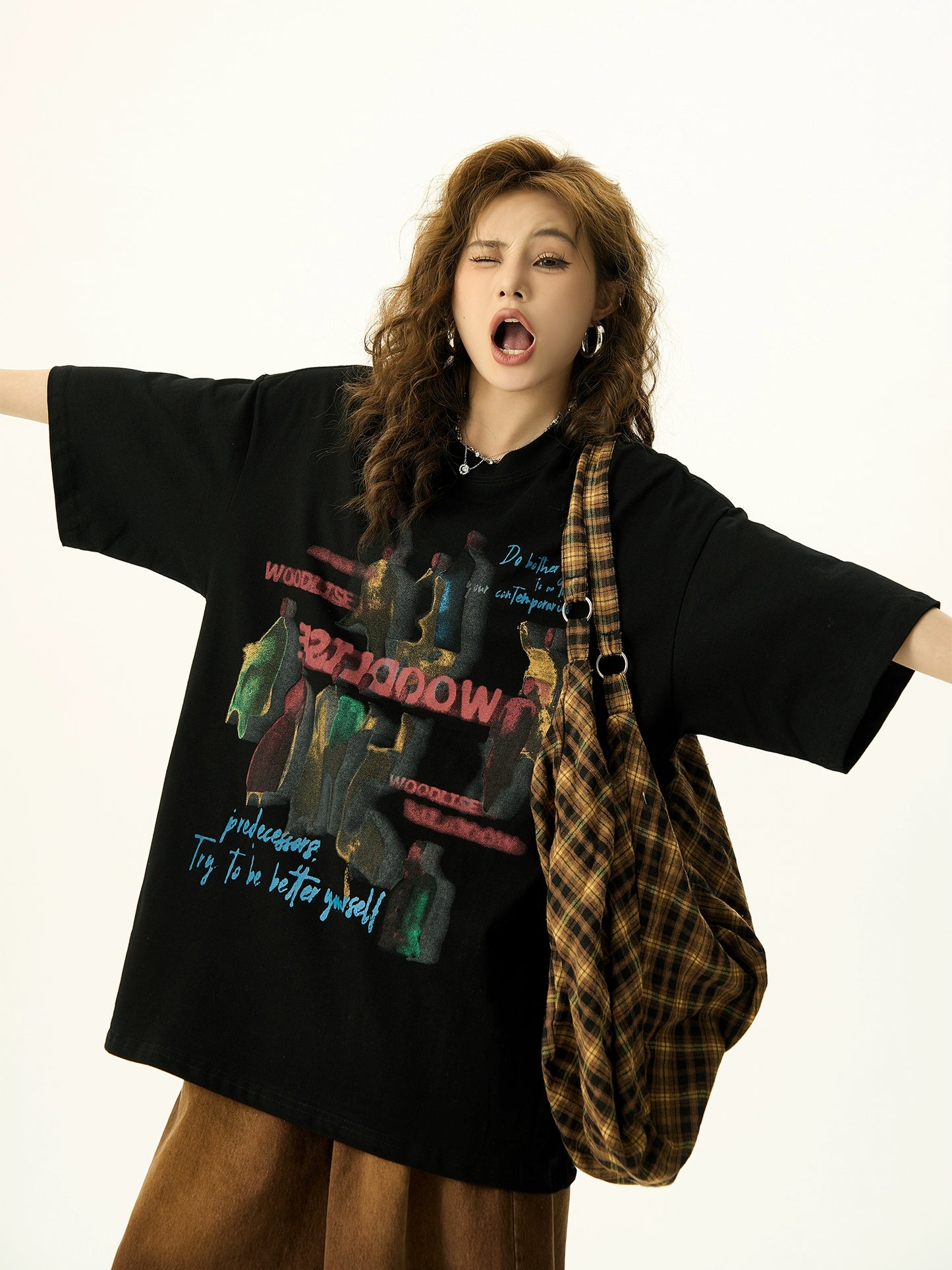 Graffiti Print Oversize Short Sleeve T-shirt NA3154