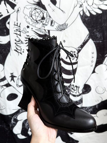 Lace Bow Purple Spider Web Ankle Boots NA8528