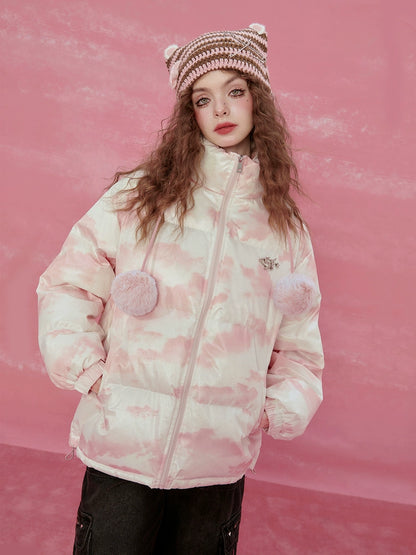 Oversize High-Neck White Duck Down Jacket NA6778